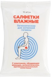 Салфетки влажные для интимной гигиены, Планета Здоровья 15 шт с алантоином