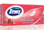Платки носовые одноразовые, Zewa (Зева) 10х10 шт Делюкс гранат трехслойные спайка