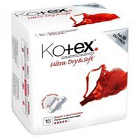 Прокладки женские, Kotex (Котекс) 16 шт ультра драй софт супер с крылышками