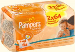 Салфетки влажные детские, Pampers (Памперс) 128 шт нейчерали клин