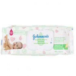 Салфетки влажные детские, Johnson's Baby (Джонсонс Беби) 48 шт Тройная защита